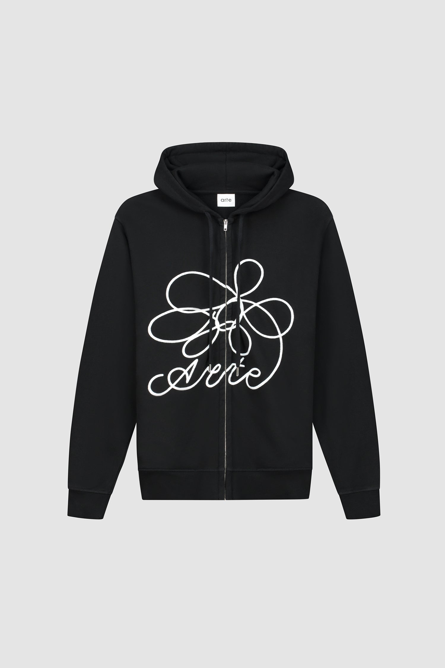 Sweat à capuche zippé avec logo fleuri - Noir