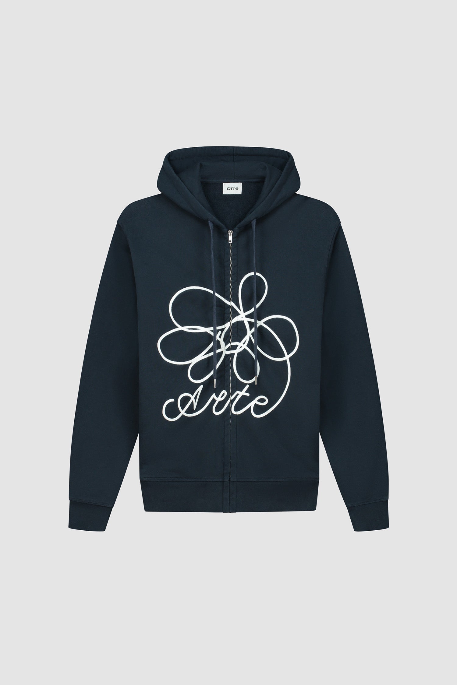 Sweat à capuche zippé avec logo fleuri - Marine