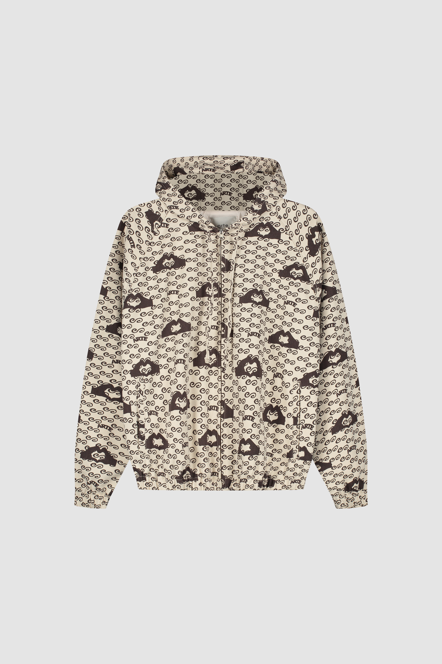 Hand Heart Print Jacket - Cream/Brown