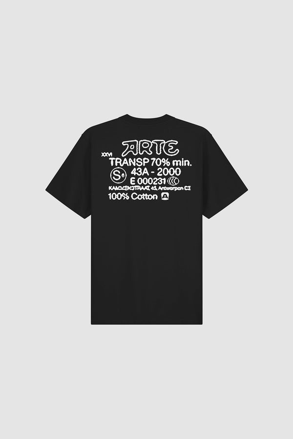Serial Stamp T-shirt in Black, Front view