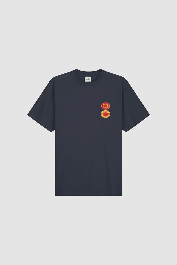 Sun Stamp T-shirt in Navy, Front view