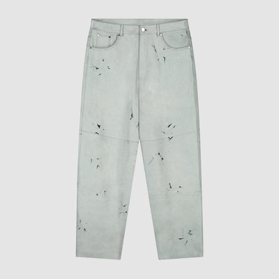 Pantalon en cuir craquelé - Blanc