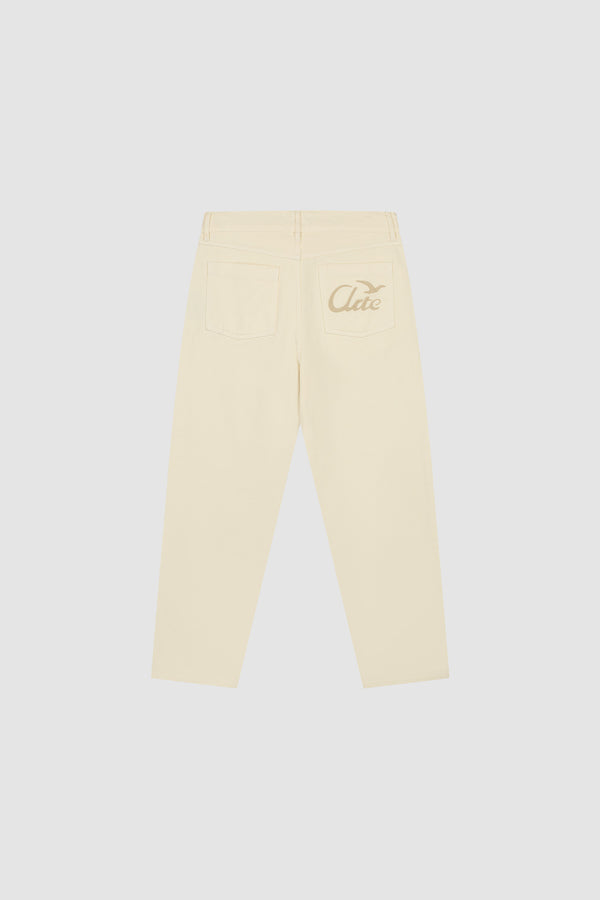 Back Bird Pants in Cream, front view