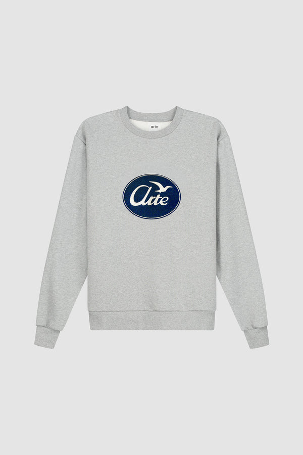 Bird Logo Crewneck in Grey, front view