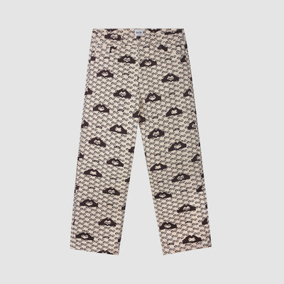 Pantalon imprimé cœur de main - Crème/Marron