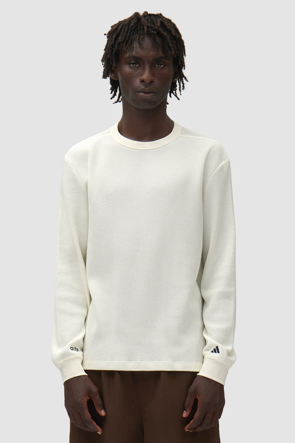 Arte for adidas Henley in Black/White worn by a model, half-body front view