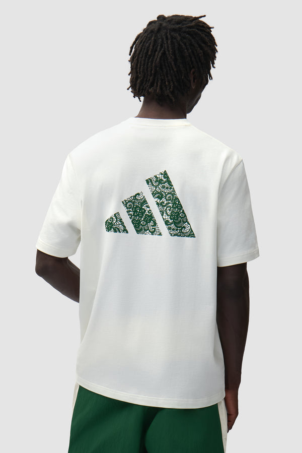 Arte for adidas T-shirt in Off White worn by a model, half-body back view