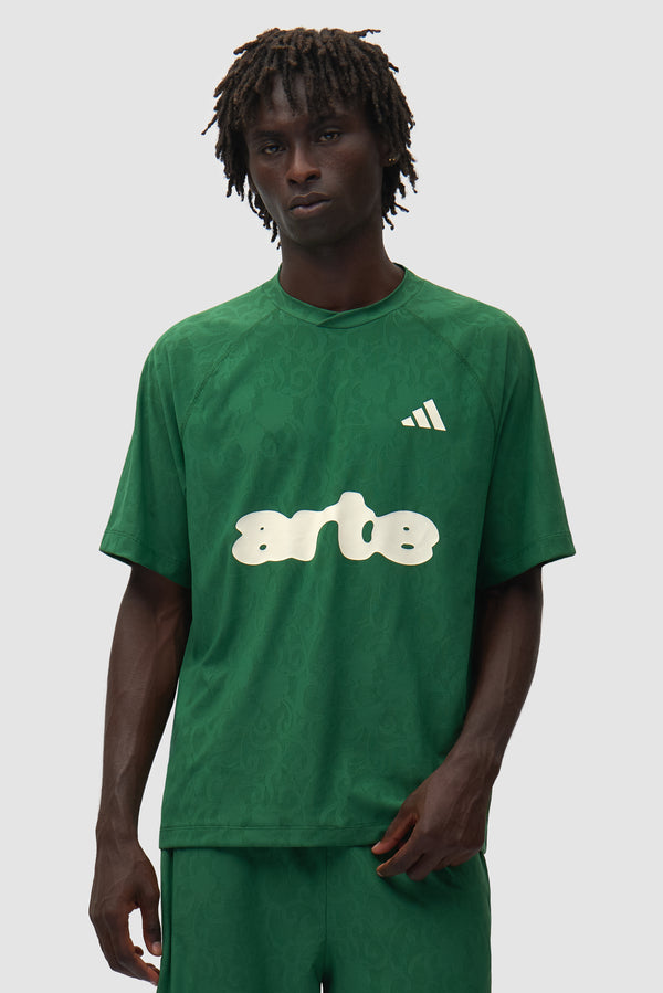 Arte for adidas Jersey in Green worn by a model, half-body front view