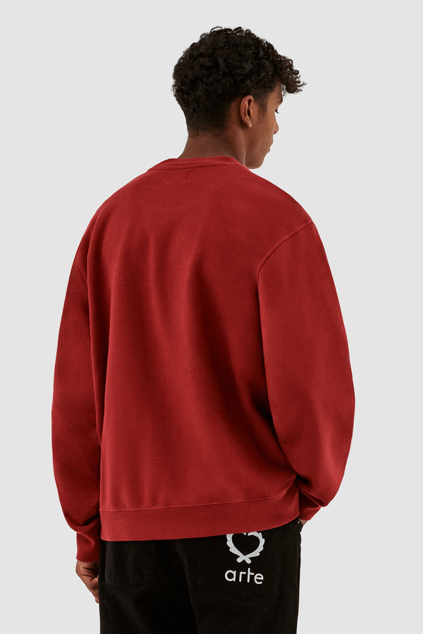 Carlos Small Heart Crewneck - Bordeaux