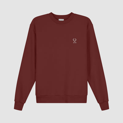 Carlos Small Heart Crewneck - Bordeaux