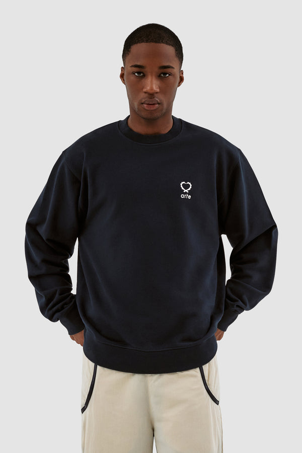 Carlos Small Heart Crewneck - Navy
