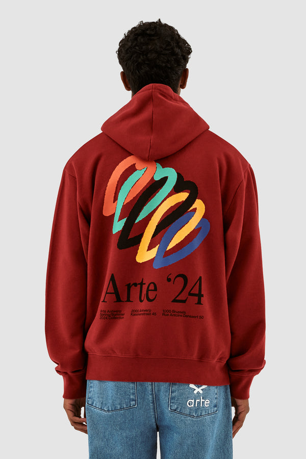 Hank Back Hearts Hoodie - Bordeaux