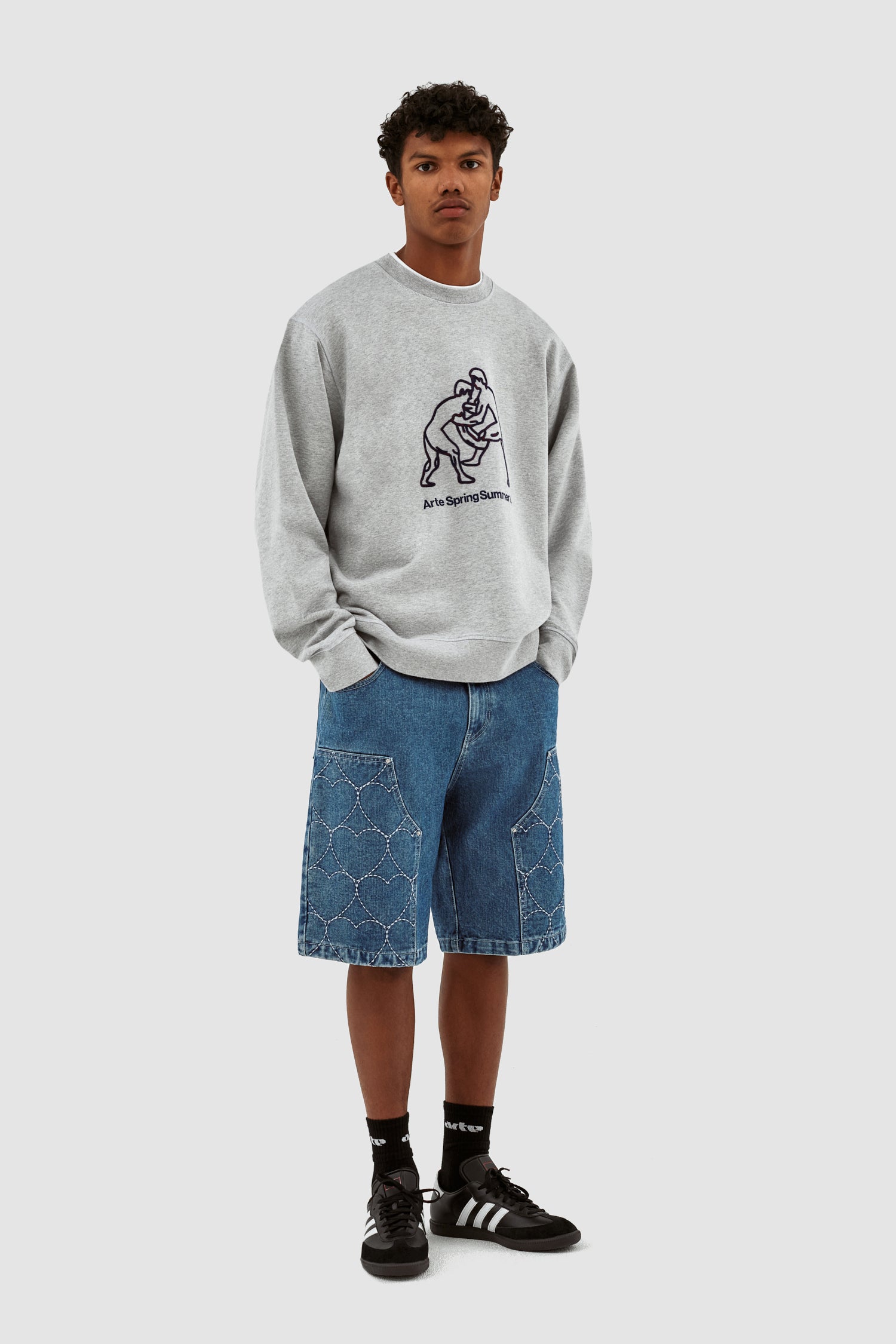 Serena Heart Shorts - Denim Bleach