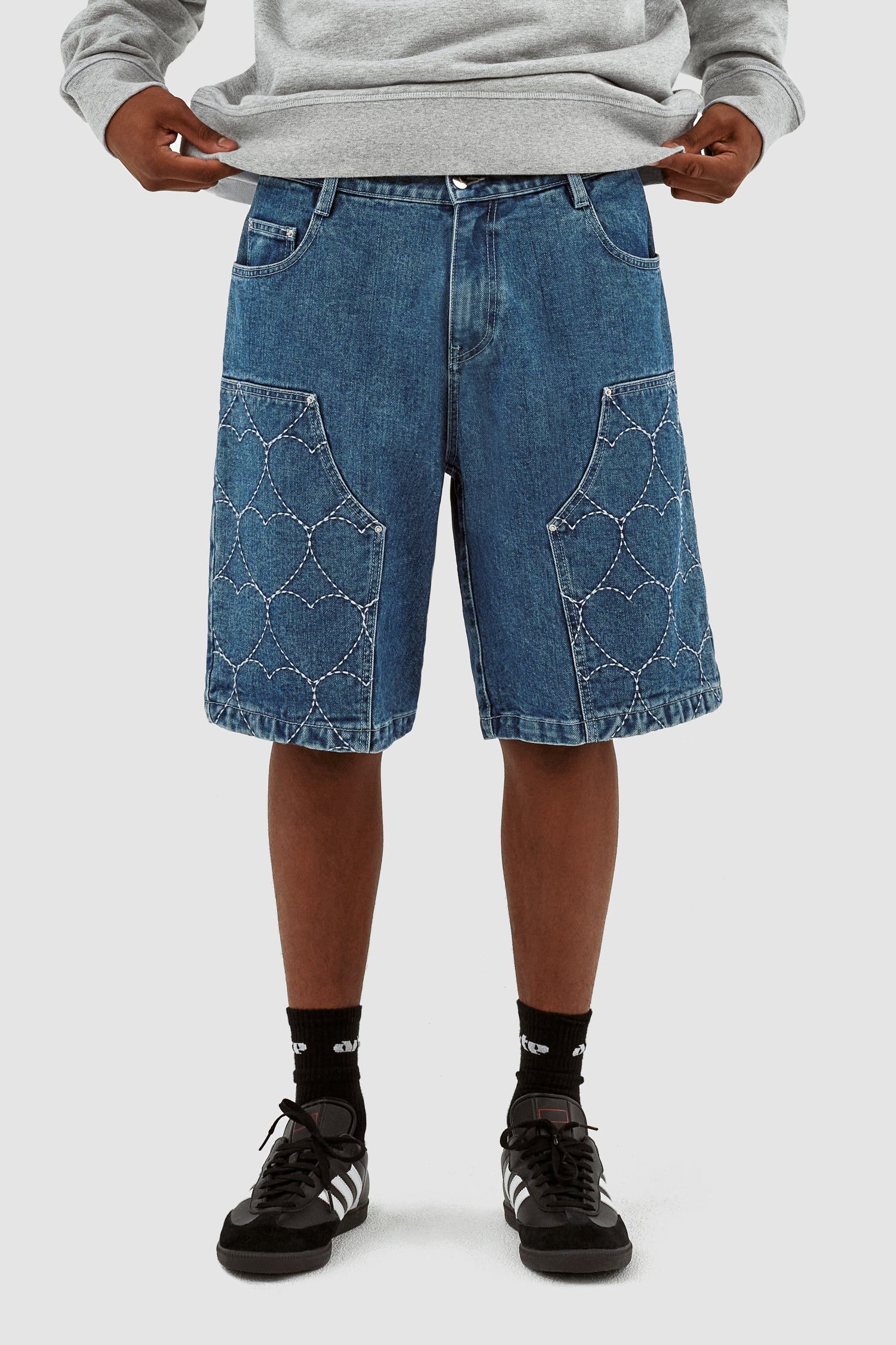 Serena Heart Shorts - Denim Bleach