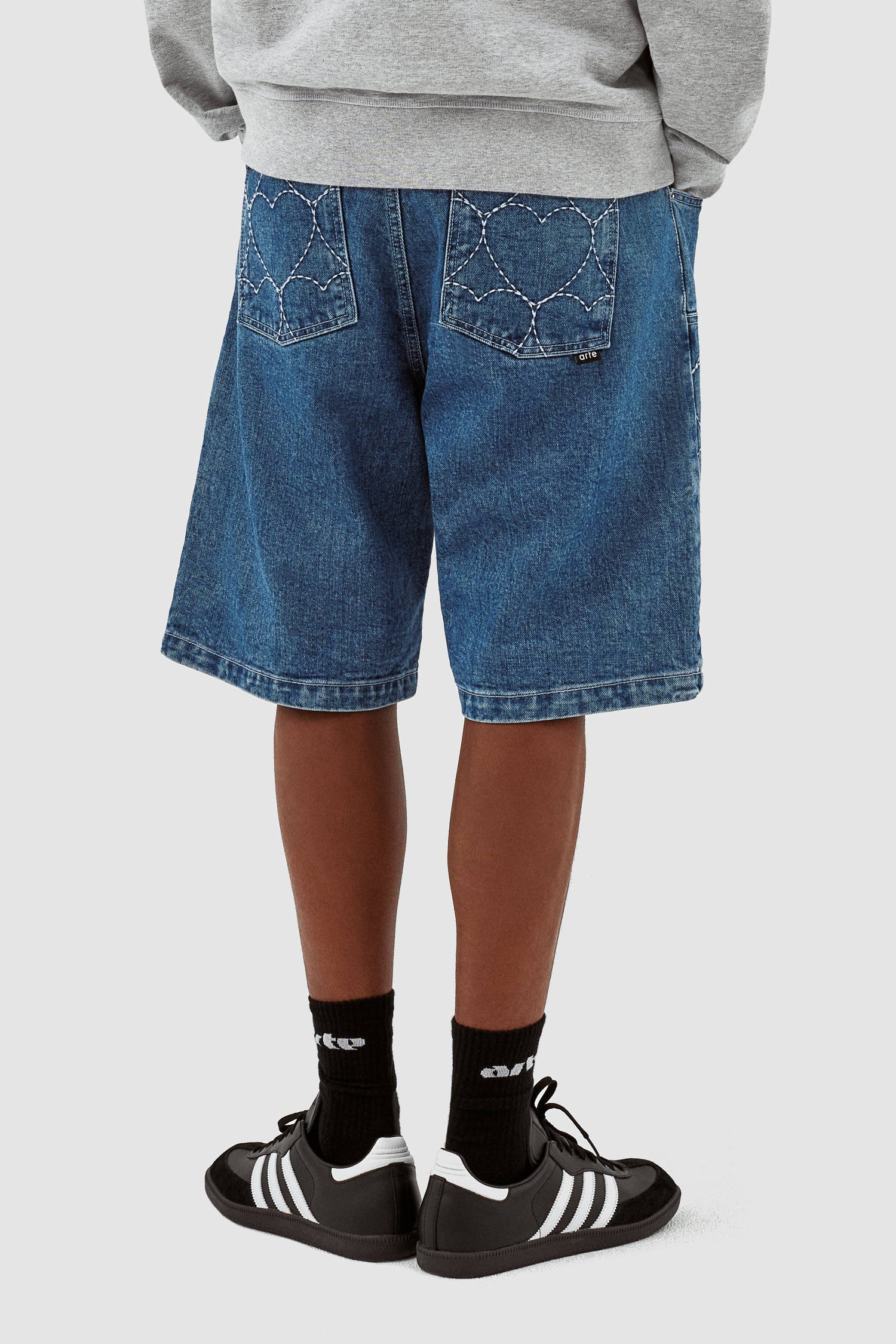 Serena Heart Shorts - Denim Bleach