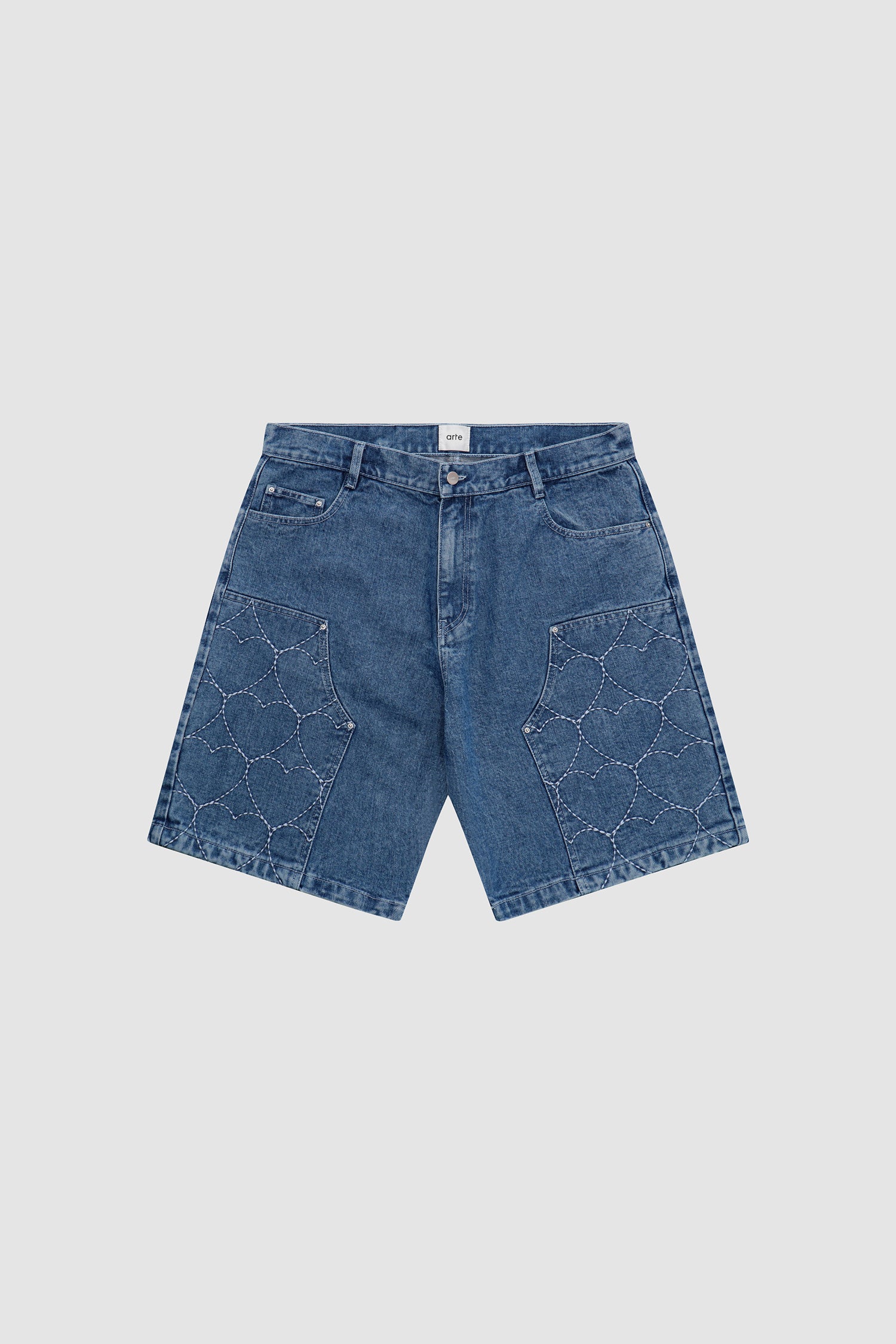 Serena Heart Shorts - Denim Bleach