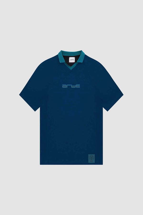 Taylor Collar T-shirt in Navy, front view