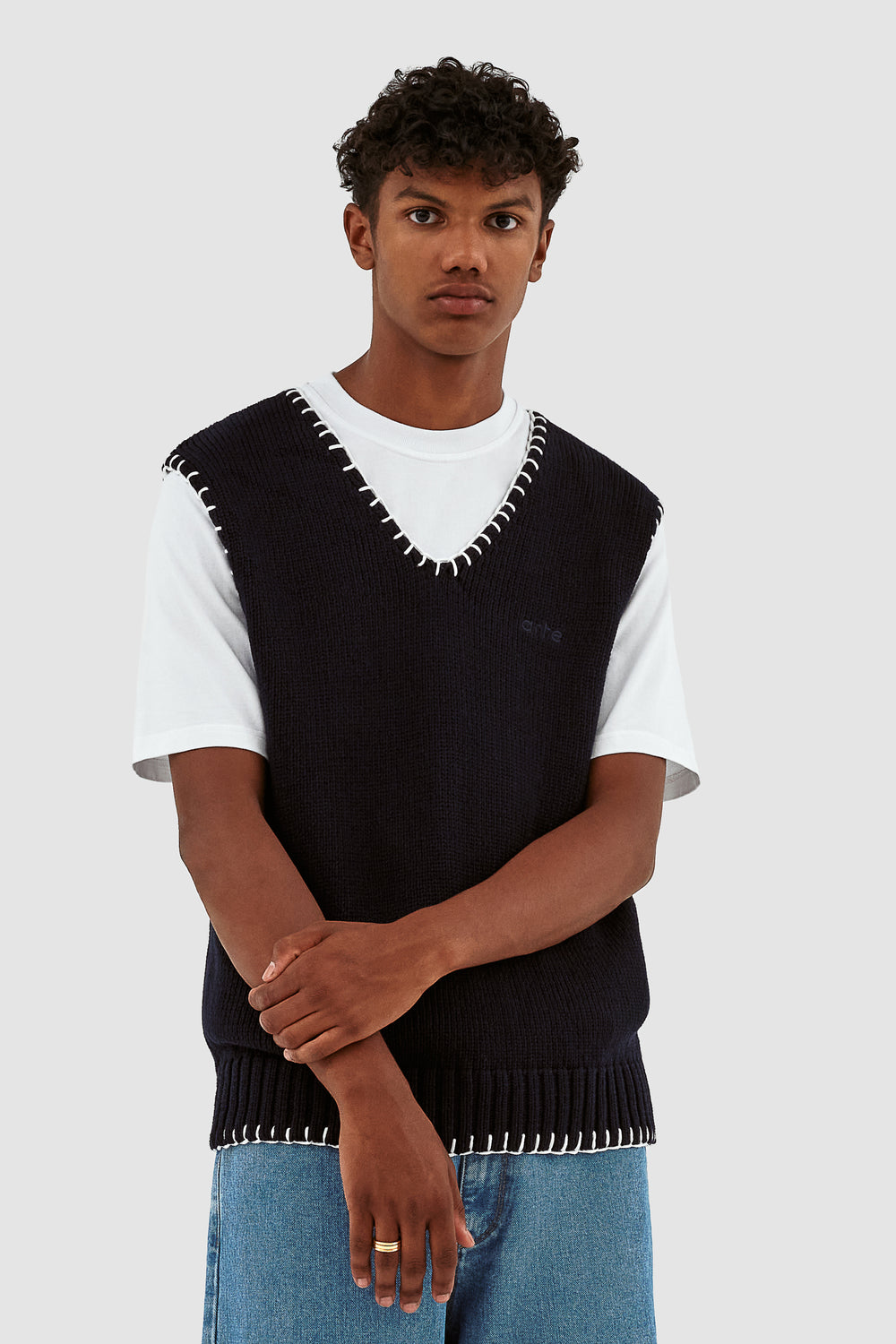 Karl Stitching Vest - Navy