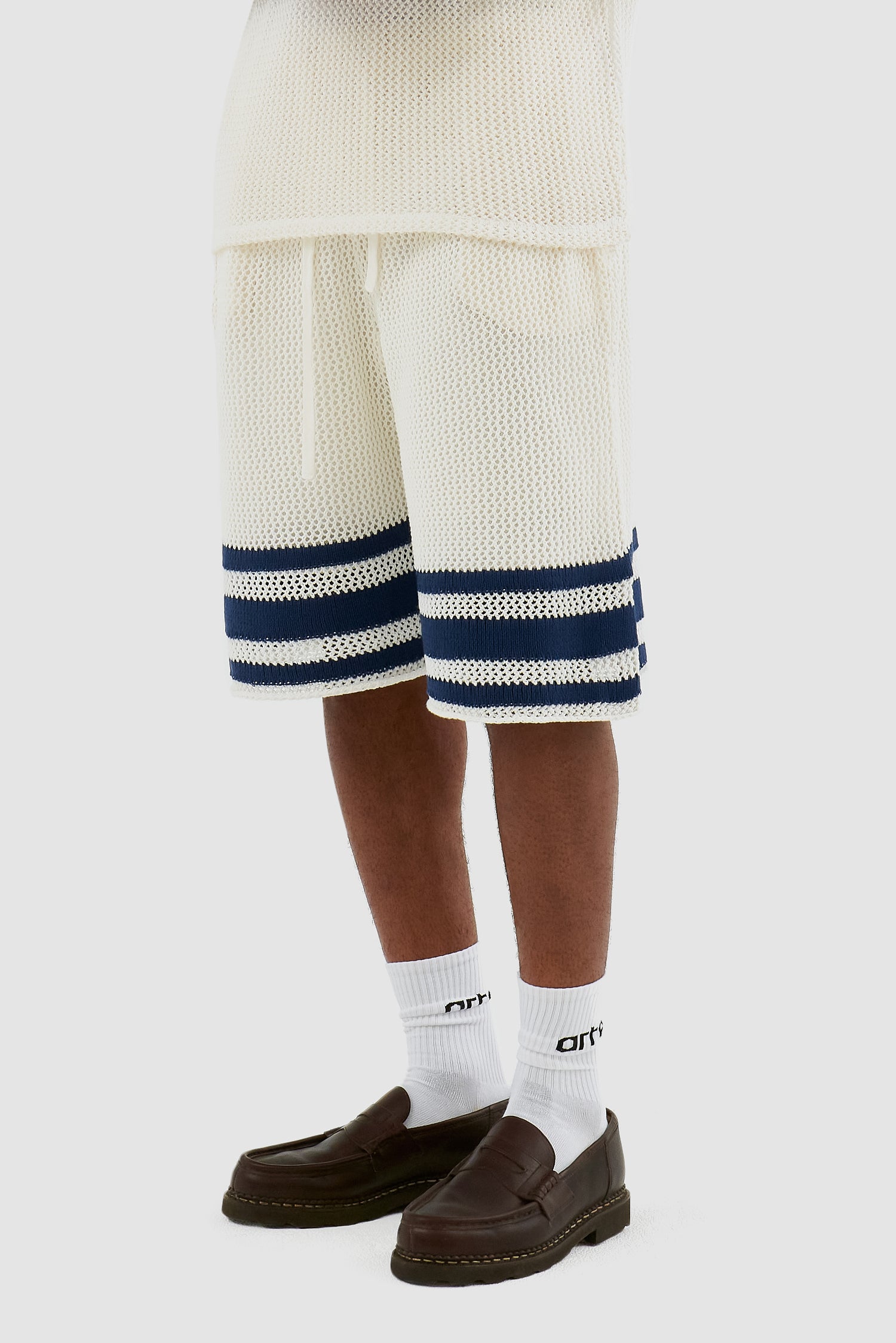 Shane Knit Stripe Short - White