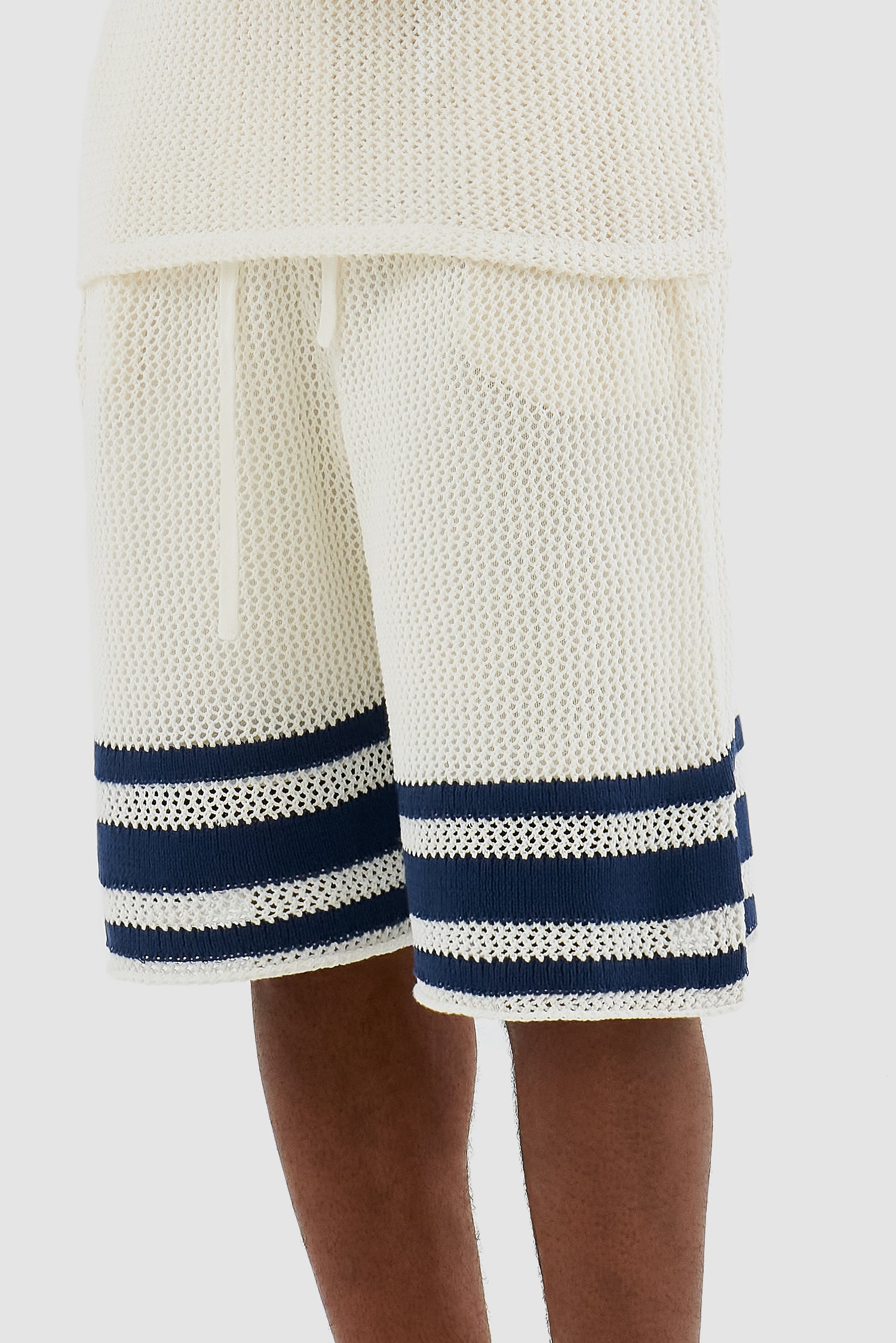 Shane Knit Stripe Short - White