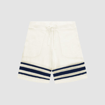 Short à rayures en tricot Shane - Blanc