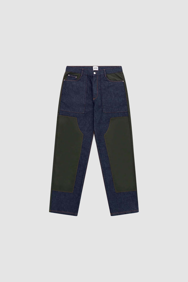 Jones Multi Pants in Denim/Green, front view