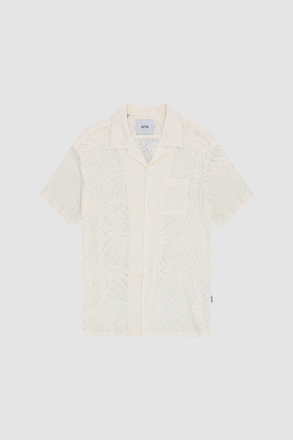 Stan Croche Shirt in Cream, front view