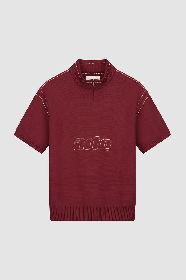Kane Logo Knit in Bordeaux, front view