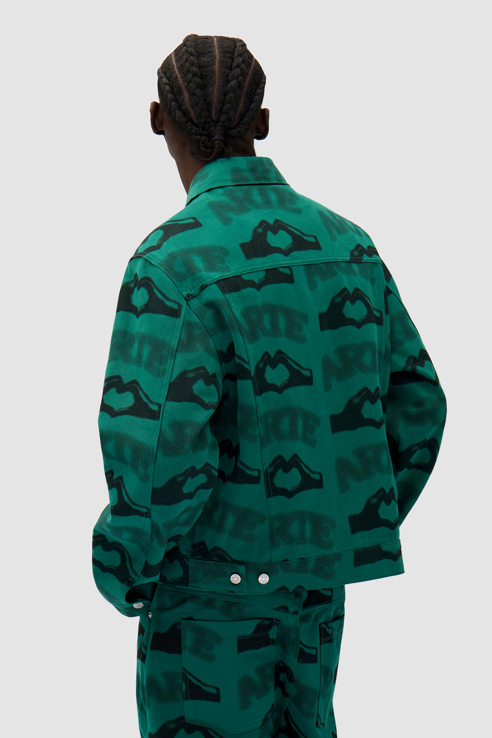 Heart Printed Jacket - Green