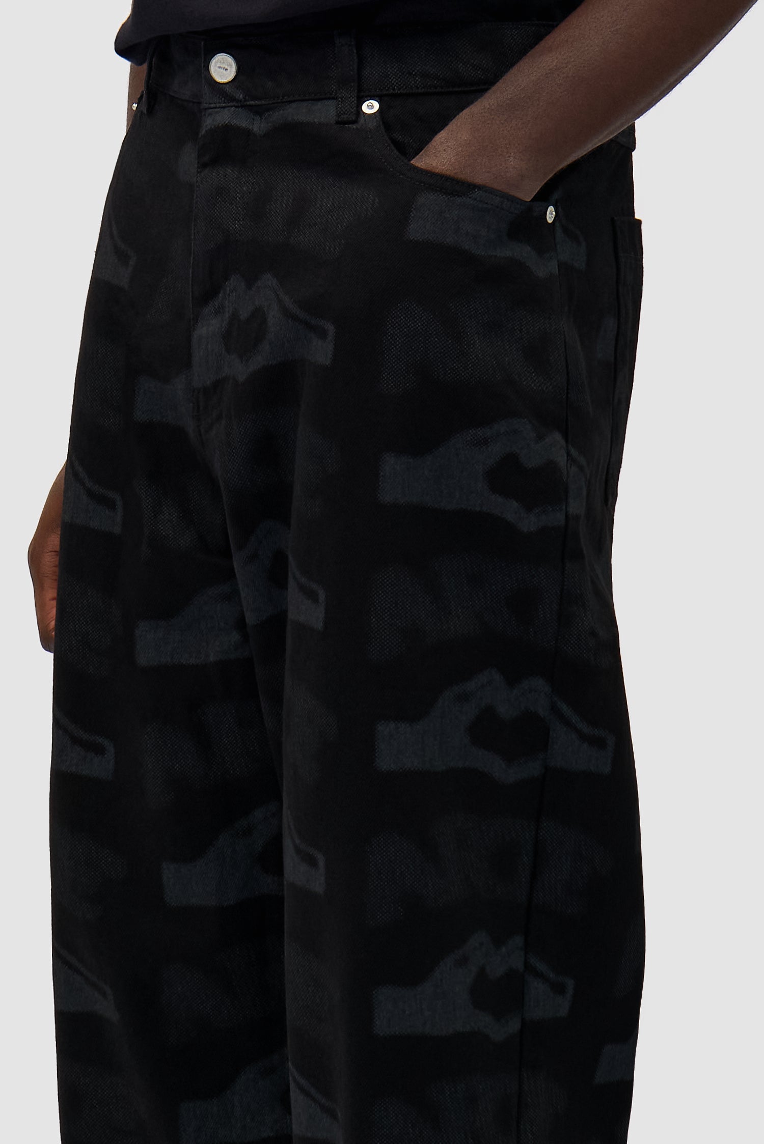 Heart Printed Pants - Black