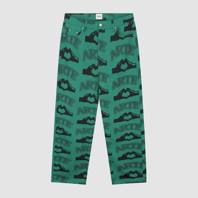 Pantalon imprimé en forme de cœur - Vert