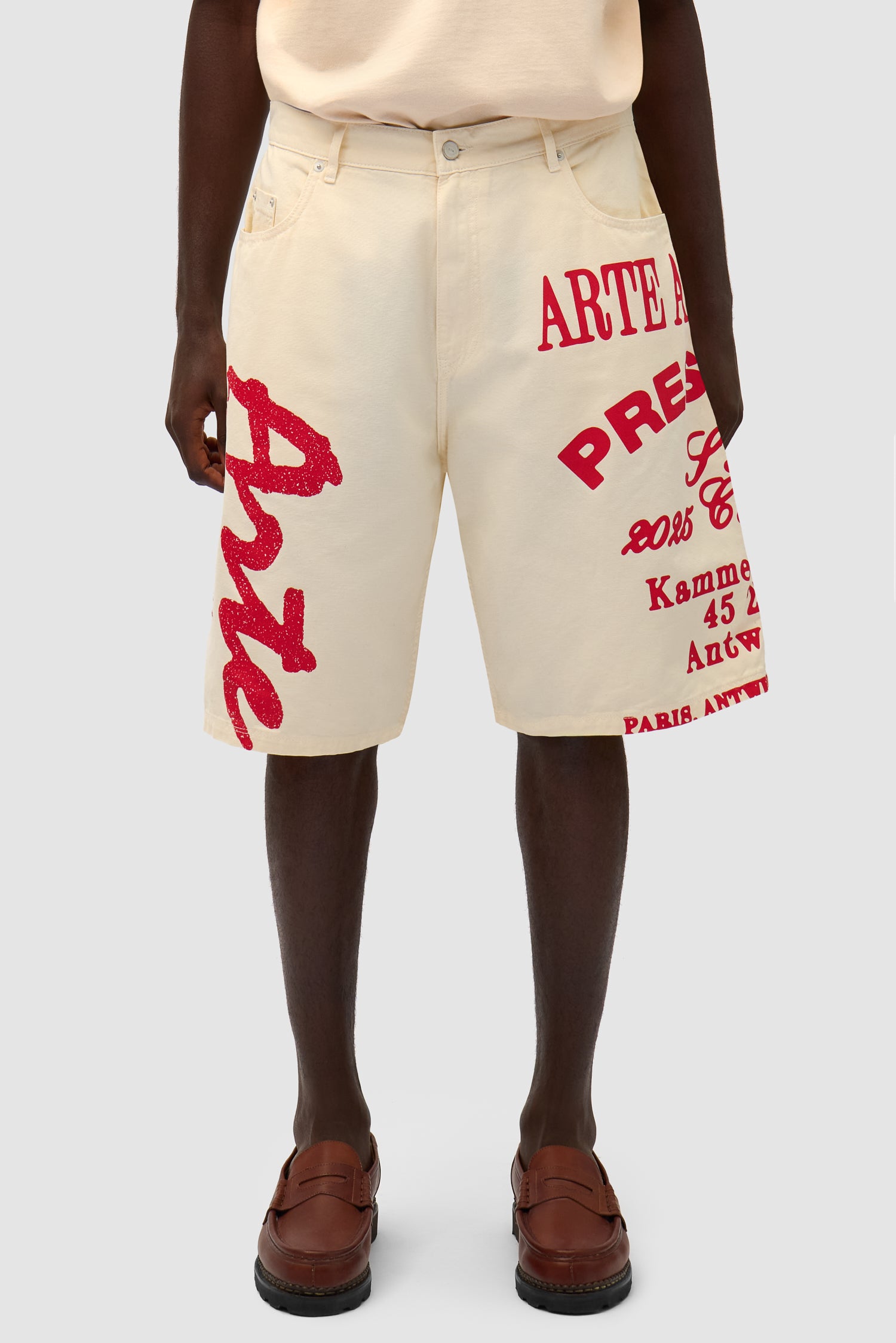 arte antwerp Short imprimé rouge - Crème