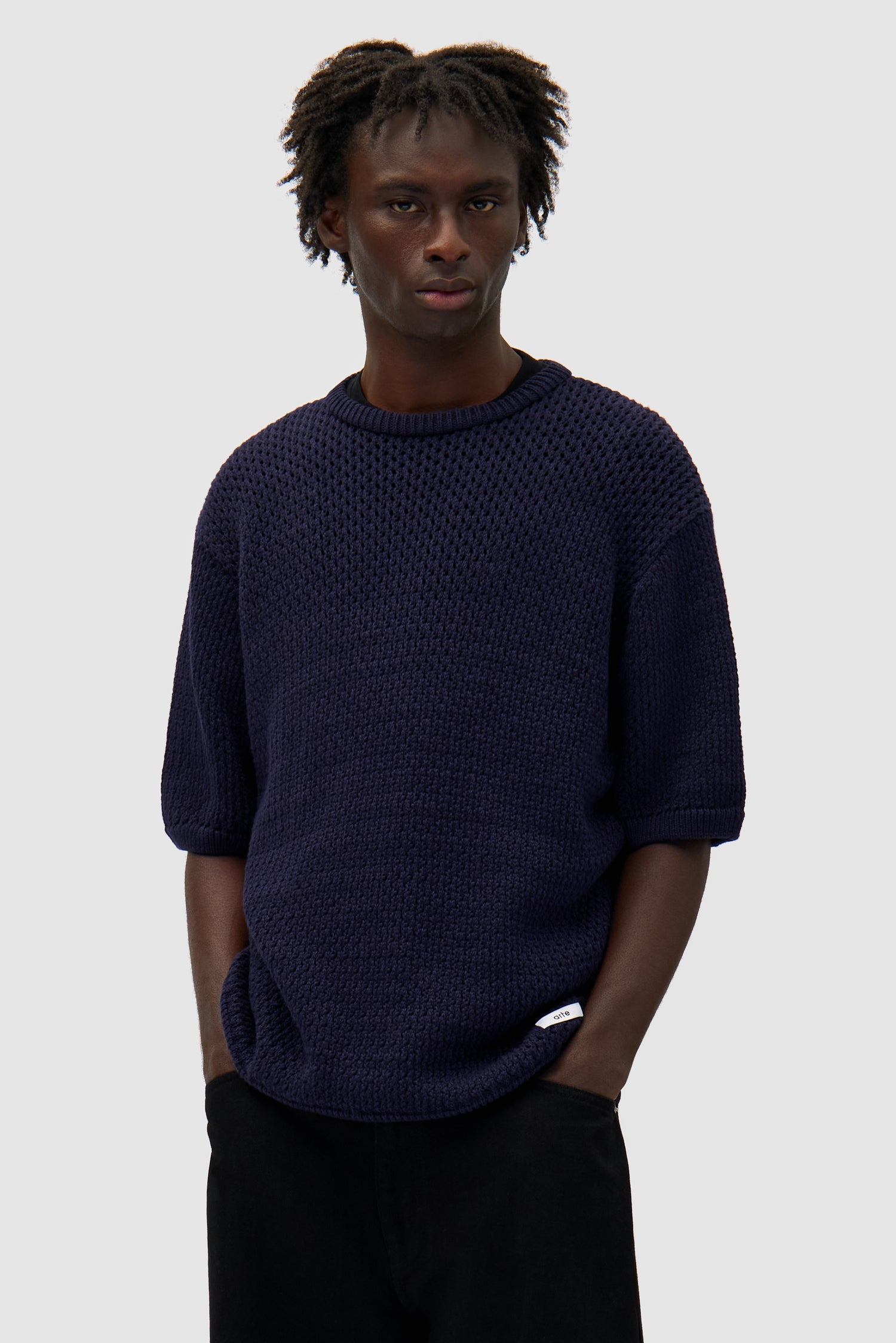 arte antwerp T-shirt en maille crochetée - Marine