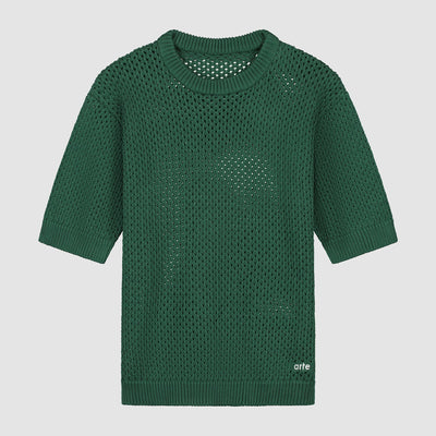 T-shirt en maille crochetée - Vert