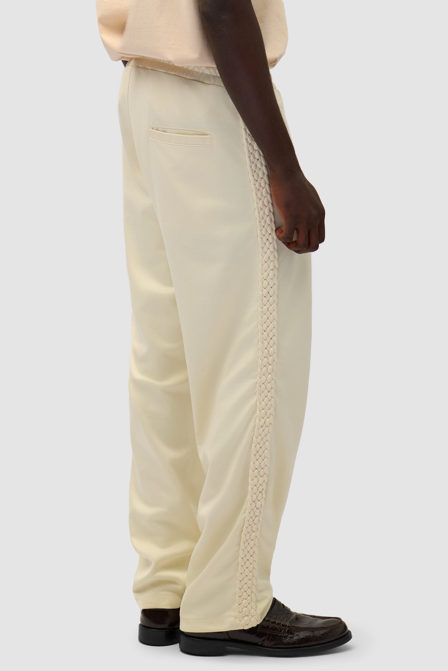Pantalon à bandes tressées - Crème