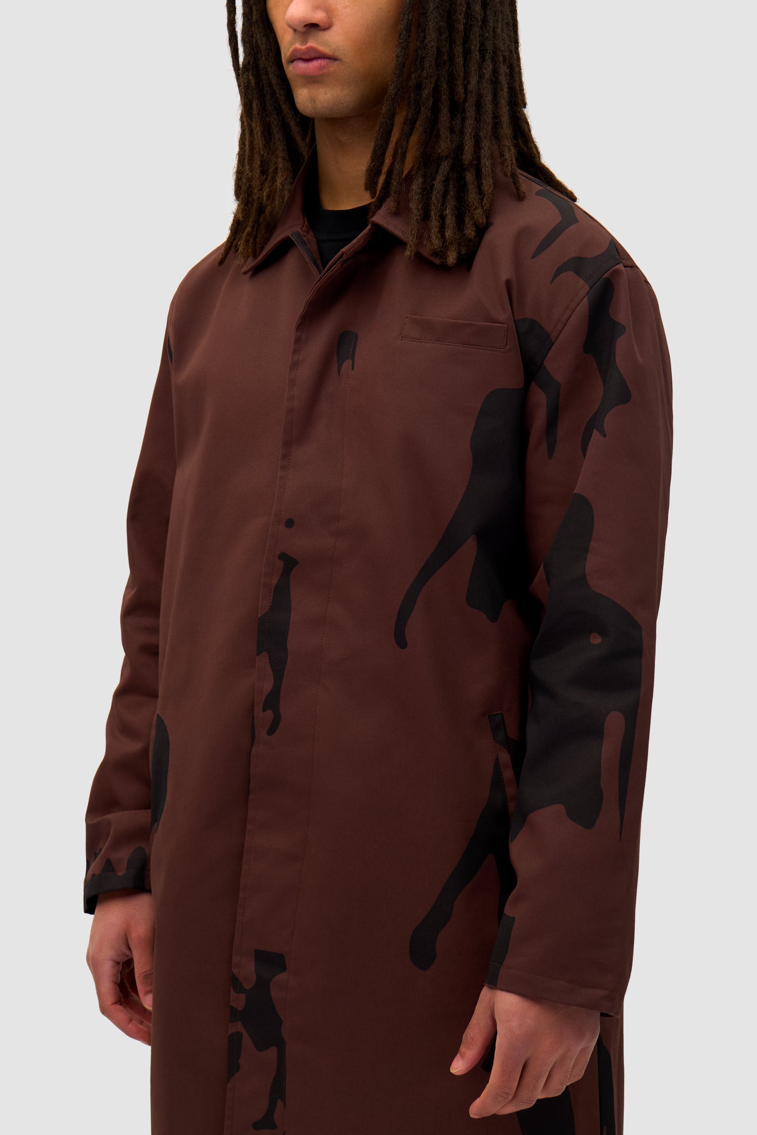 Printed People Brown Coat - Brown/Black