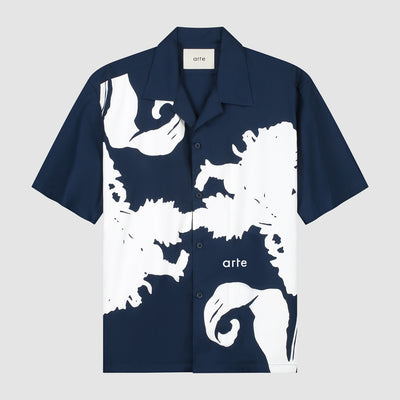 Chemise Big Flower - Bleu marine/blanc