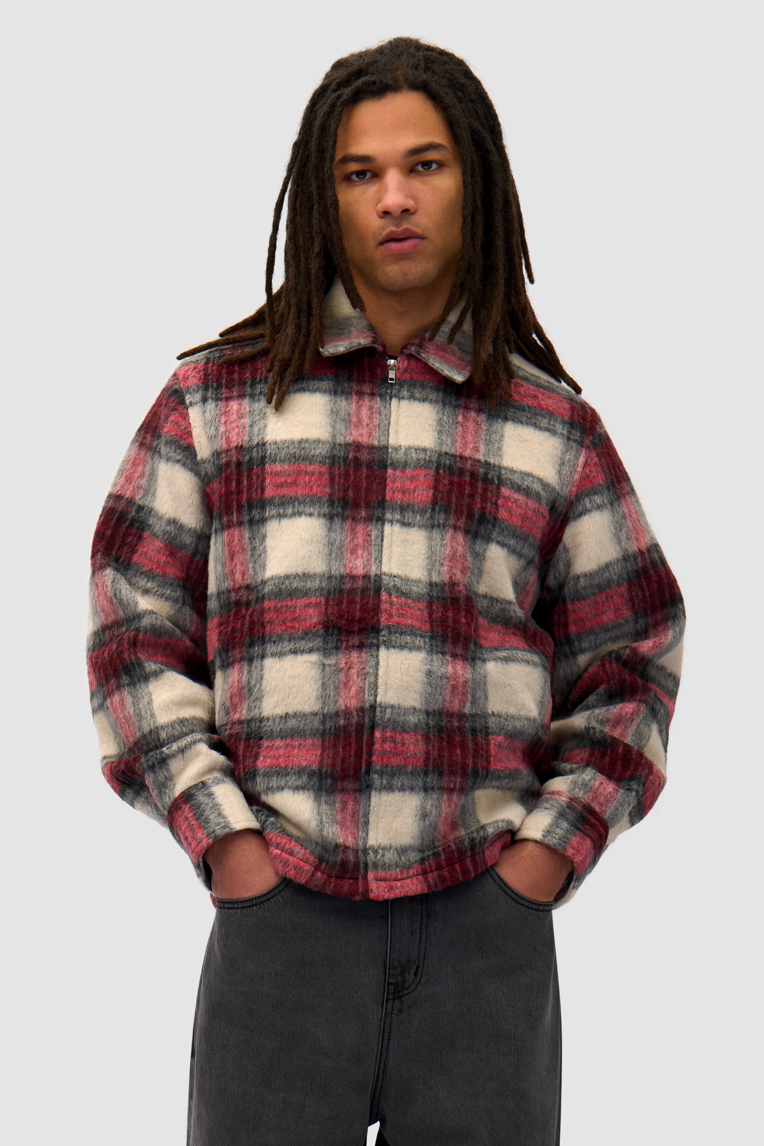 Plaid Zipper Shirt - Plaid