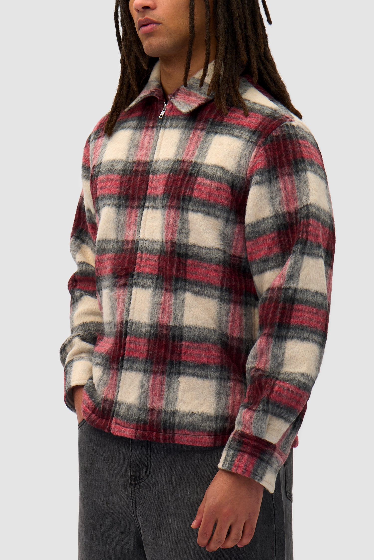 Plaid Zipper Shirt - Plaid