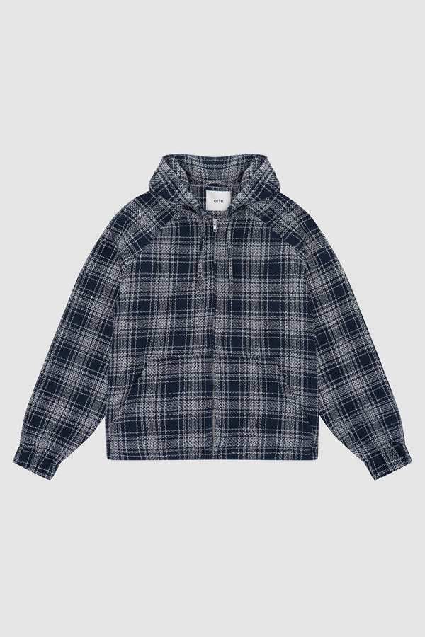 Plaid Navy Jacket in Plaid/Navy, front view