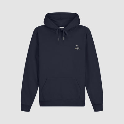 Sweat à capuche avec logo en forme de cœur - Marine