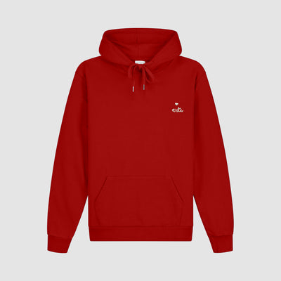 Sweat à capuche avec logo en forme de cœur - rouge