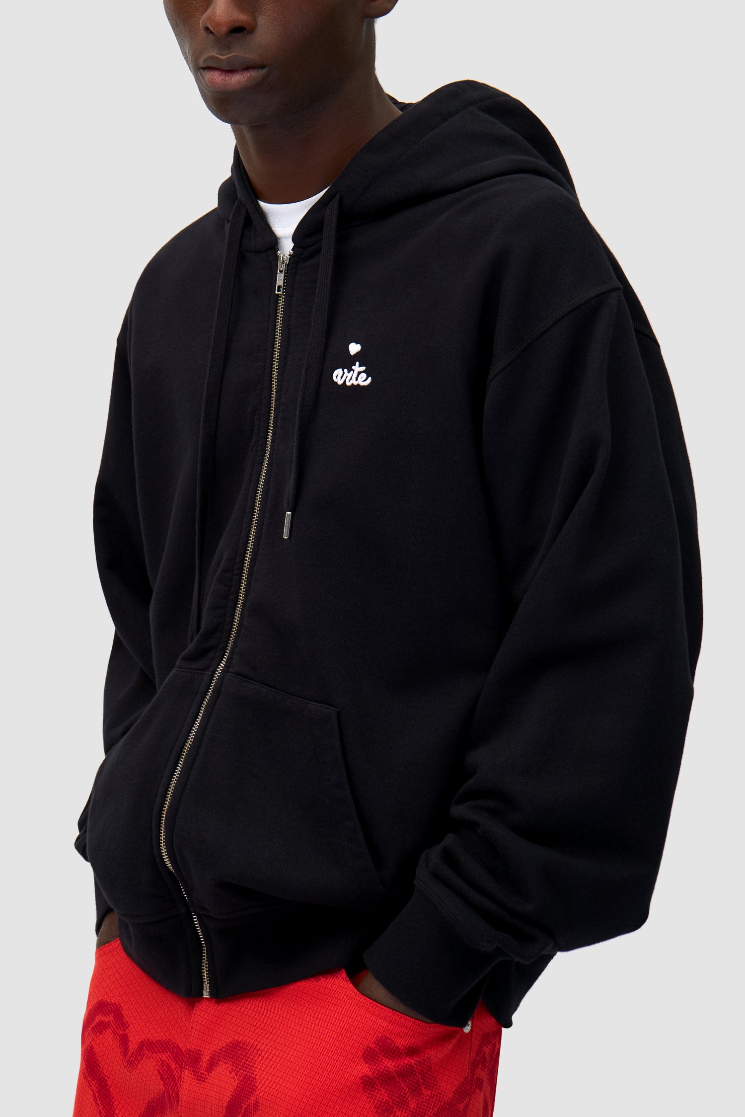 Heart Zip Hoodie - Black