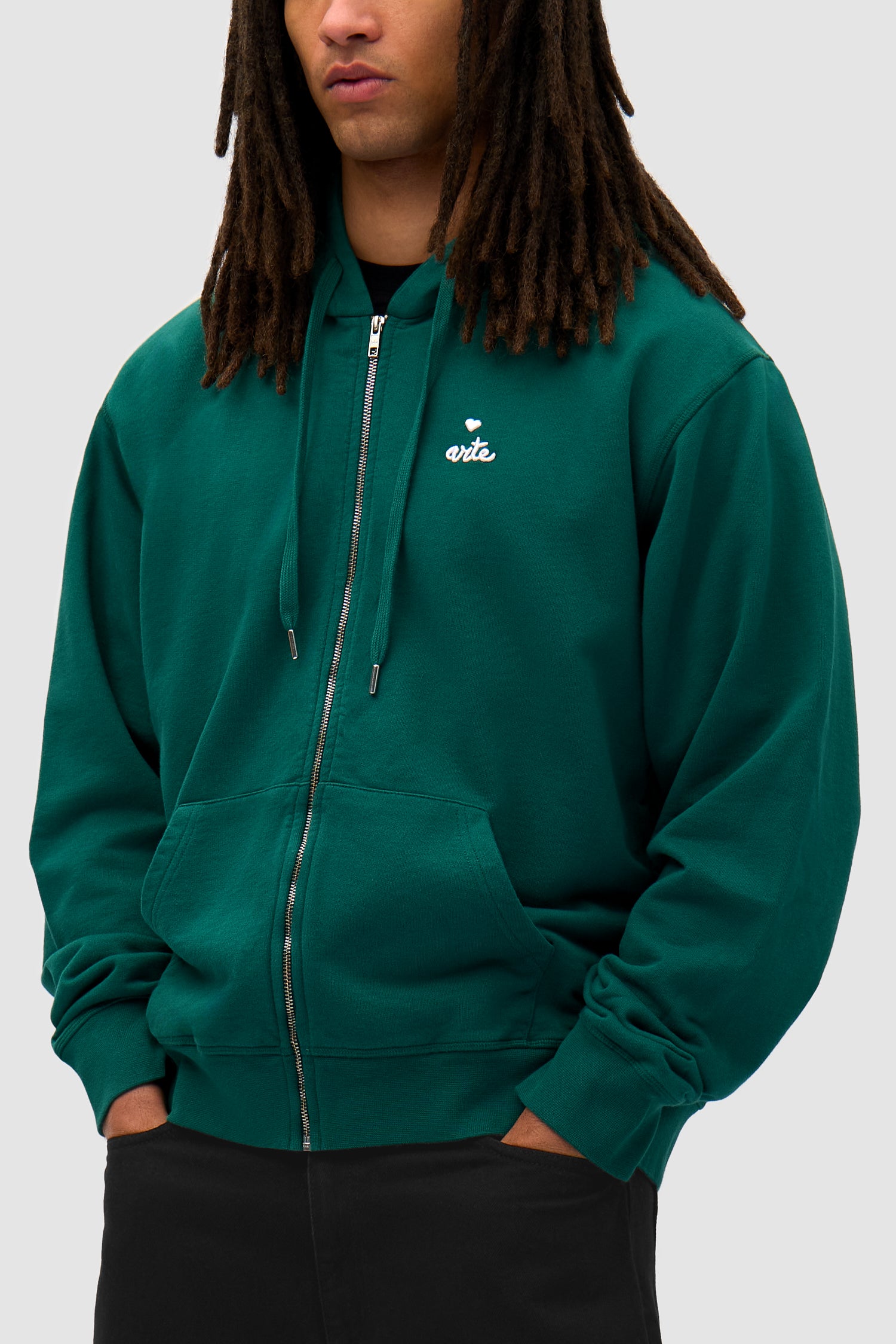 Heart Zip Hoodie - Green