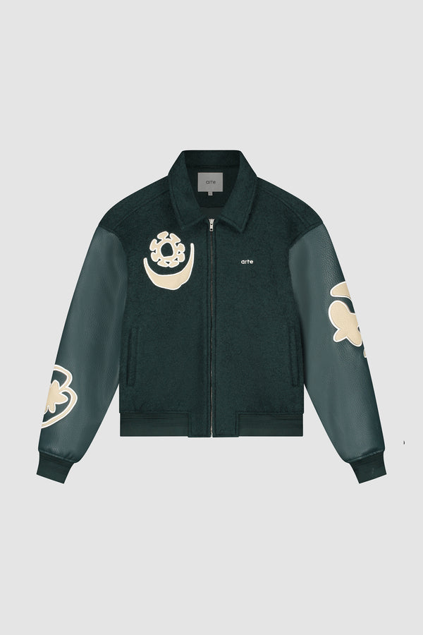 Varsity Jacket in Green, front view