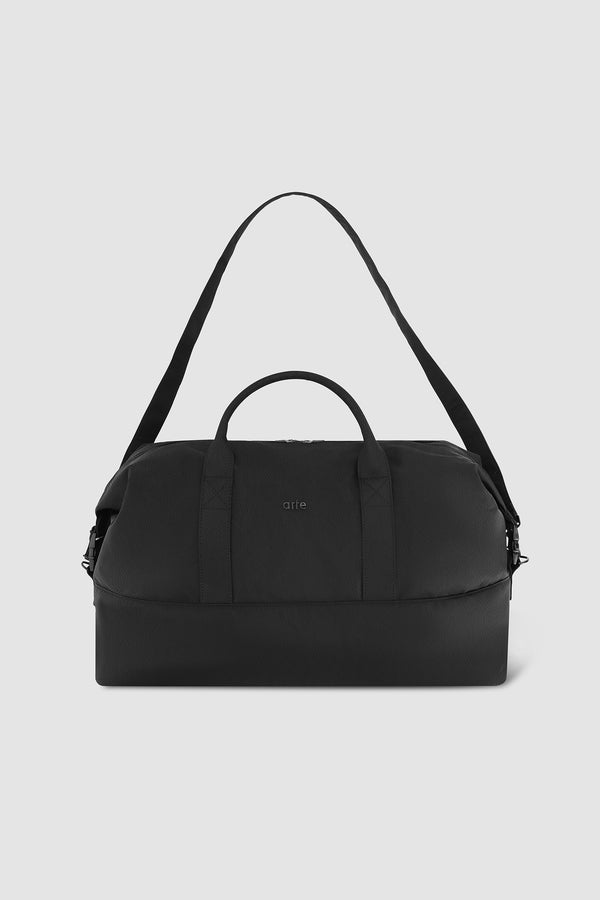Real Leather Duffle Bag - Black