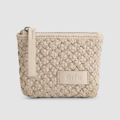 Portefeuille en cuir tressé - Crème