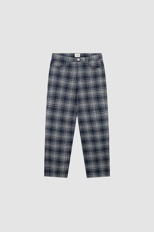 Square Fabric Pants in Plaid, front view