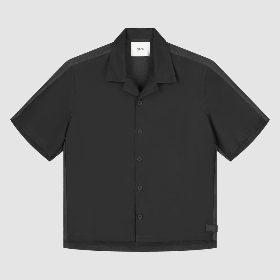 Chemise en lin et nylon - Noir