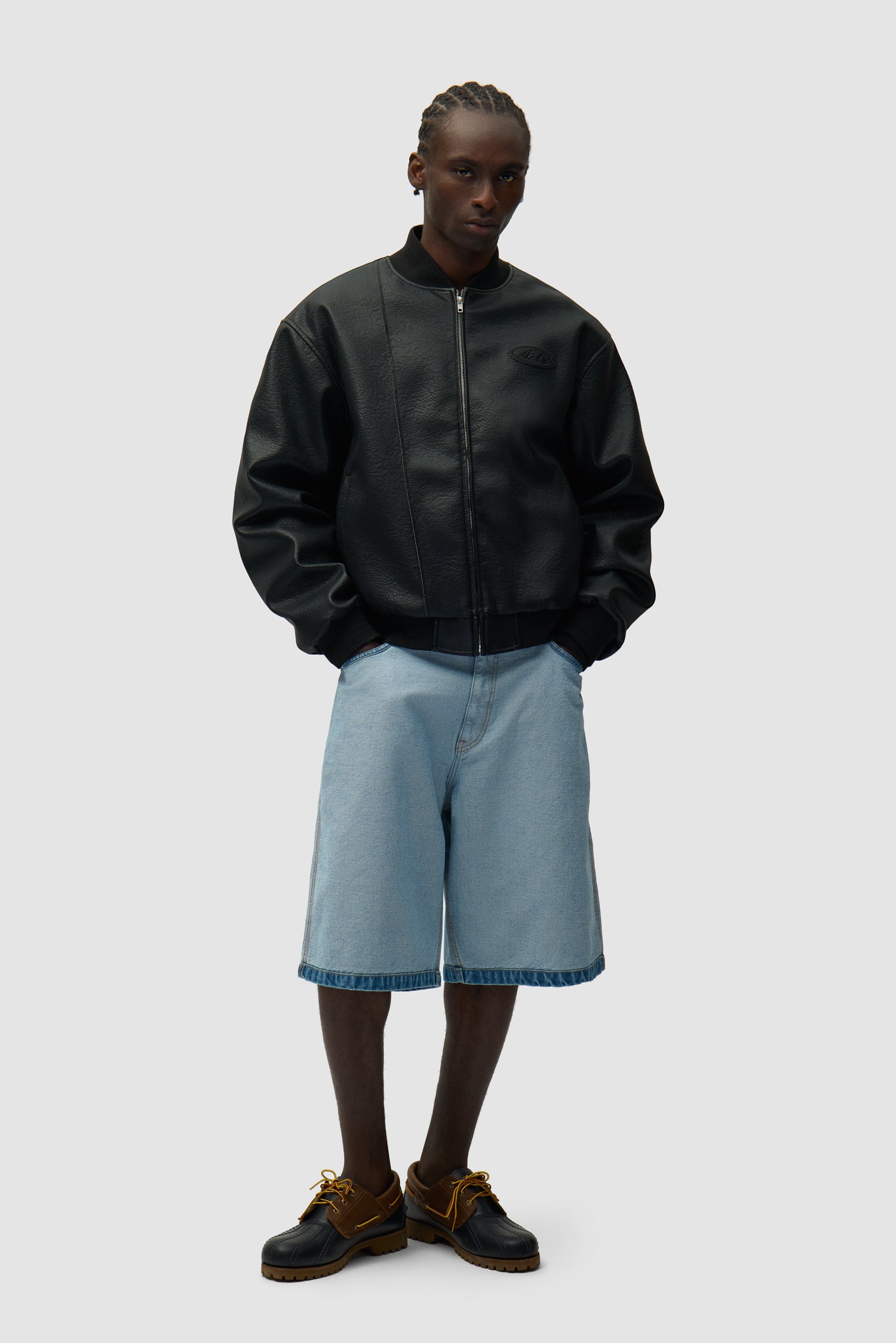 Veste universitaire en cuir - Noir